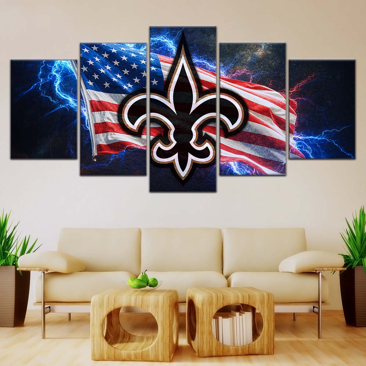 American Football Wall Art - AF5226 - New Orleans Saints - American Flag - NFL Football Team - American Football Poster - American Football Canvas
