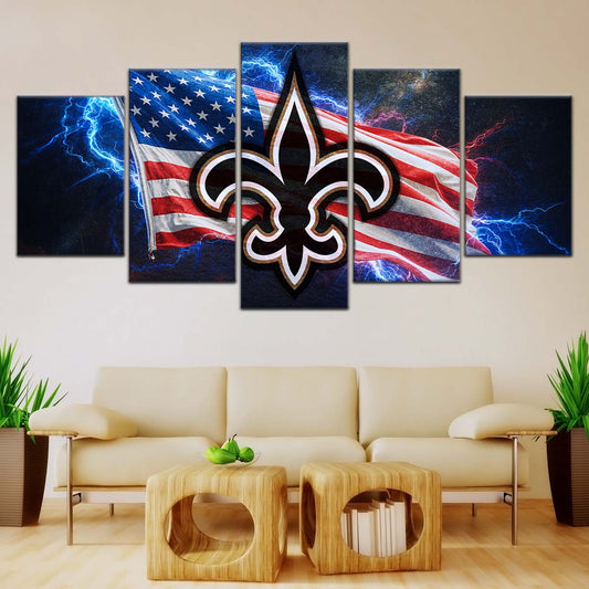 American Football Canvas Wall Art - AF5226 - New Orleans Saints - American Flag - NFL Teams