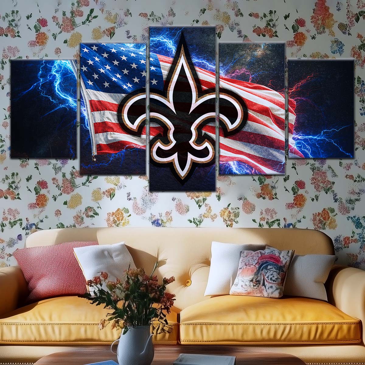 American Football Wall Art - AF5226 - New Orleans Saints - American Flag - NFL Football Team - American Football Poster - American Football Canvas