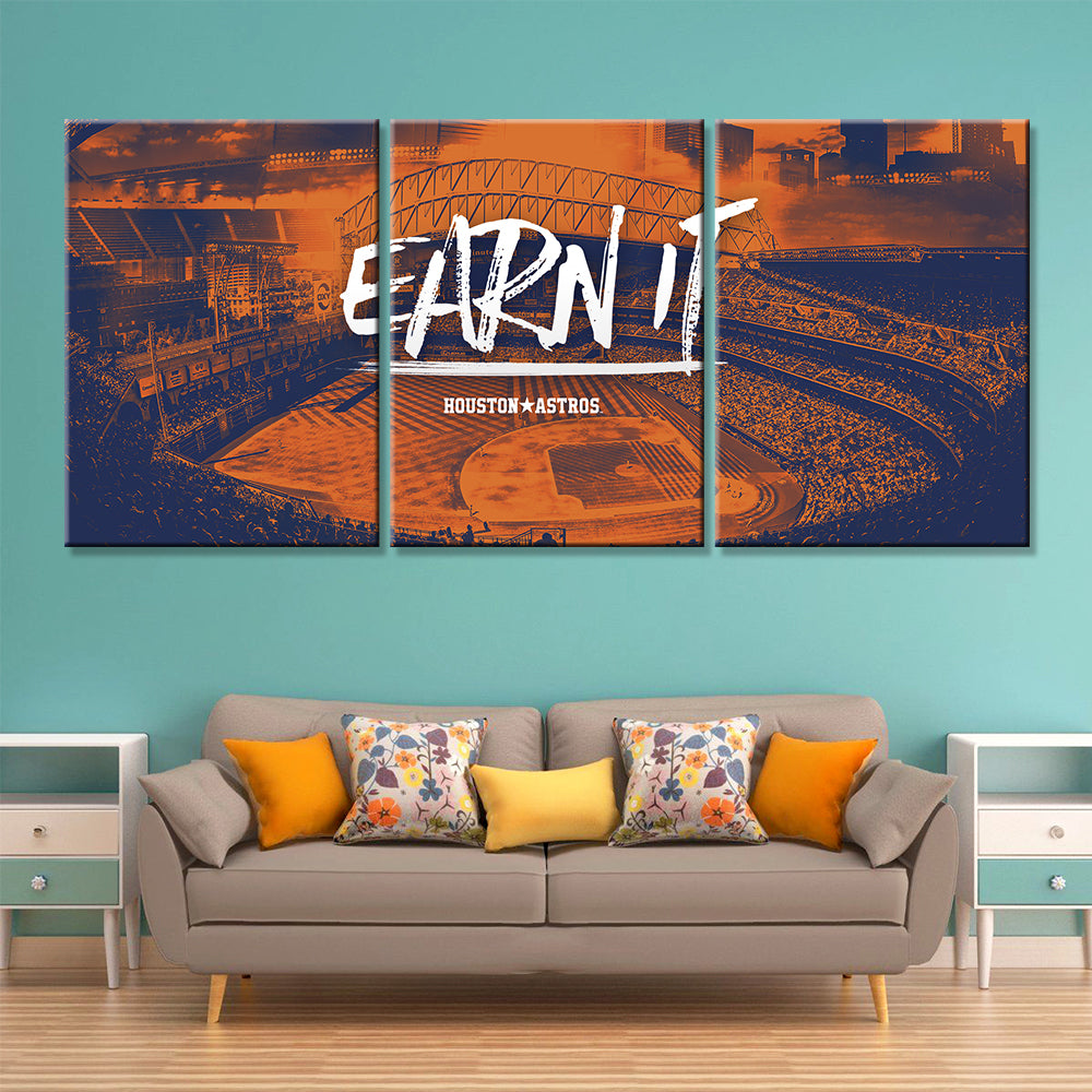 Baseball Wall Art - BB5029 - Daikin Park - Houston Astros - Earn It - Baseball Poster - Baseball Canvas