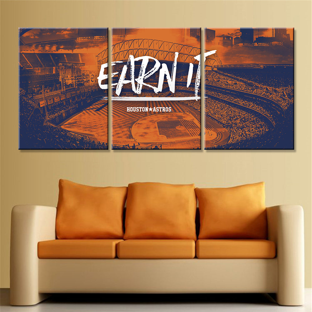Baseball Wall Art - BB5029 - Daikin Park - Houston Astros - Earn It - Baseball Poster - Baseball Canvas