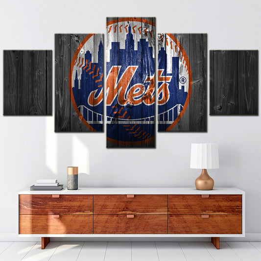 Baseball Canvas Wall Art - BB5014 - New York Mets Wood