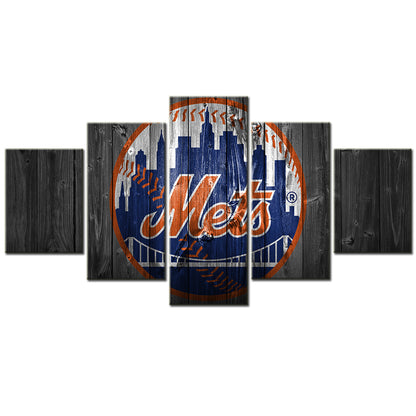 Baseball - 5 Pieces Wall Art - BB5014 - New York Mets Wood - Baseball Poster - Baseball Canvas