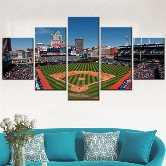 Baseball Canvas Wall Art - BB5018 - Progressive Field - Cleveland Indians Baseball Stadium - Philadelphia Phillies