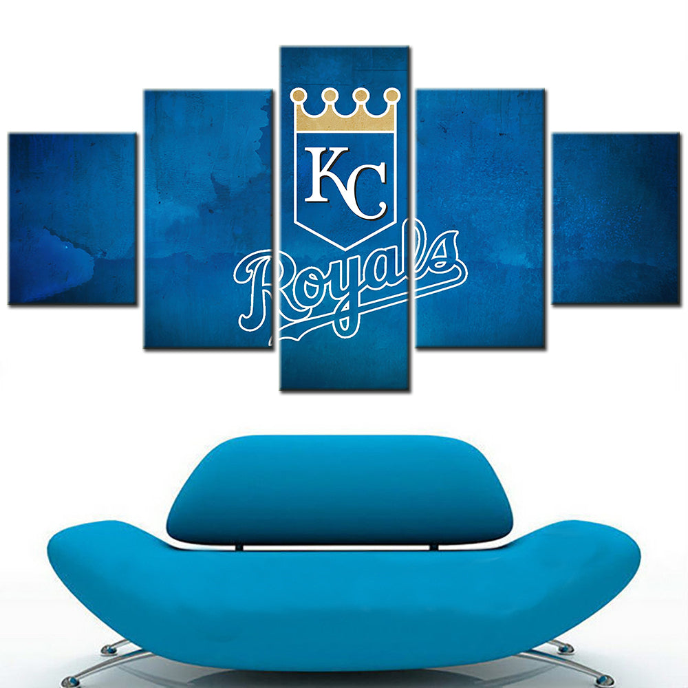Baseball - 5 Pieces Wall Art - BB5012 - Kansas City Royals Team Blue Badge - Baseball Poster - Baseball Canvas