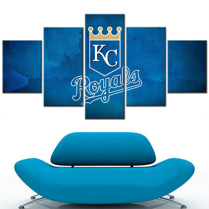 Baseball - 5 Pieces Wall Art - BB5012 - Kansas City Royals Team Blue Badge - Baseball Poster - Baseball Canvas