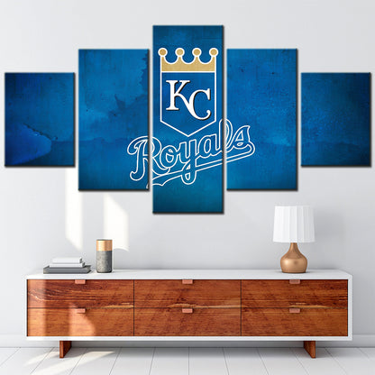 Baseball - 5 Pieces Wall Art - BB5012 - Kansas City Royals Team Blue Badge - Baseball Poster - Baseball Canvas