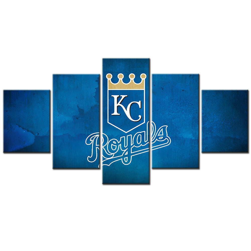 Baseball - 5 Pieces Wall Art - BB5012 - Kansas City Royals Team Blue Badge - Baseball Poster - Baseball Canvas