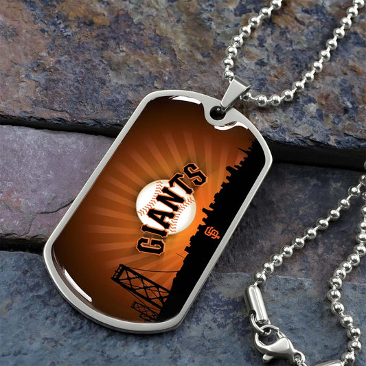 Baseball Dog Tag Necklace - BBD001 - San Francisco Giants Sports - Military Ball Chain