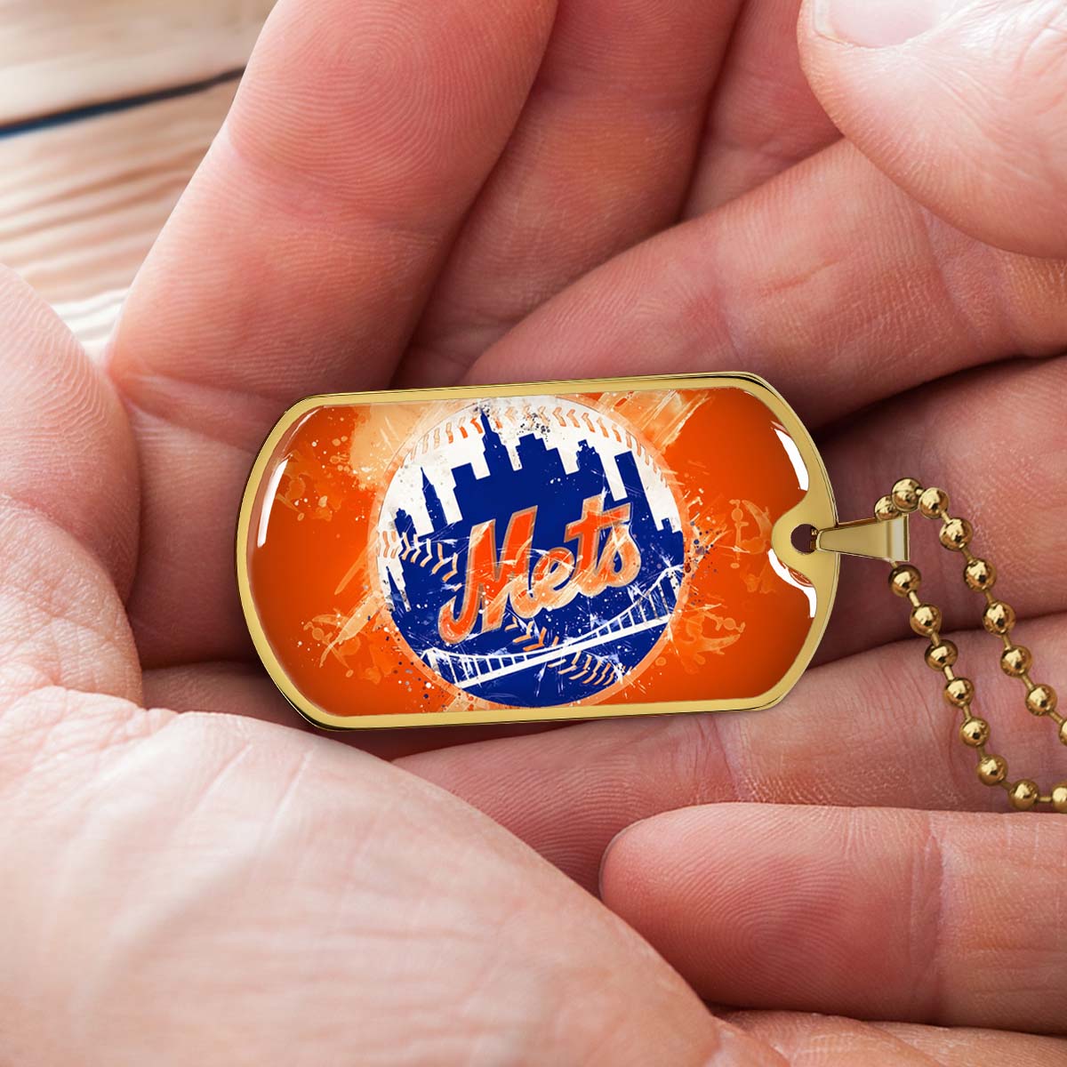 Baseball Dog Tag Necklace - BBD005 - New York Mets - MLB Pride in Every Stitch - Military Ball Chain