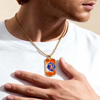Baseball Dog Tag Necklace - BBD005 - New York Mets - MLB Pride in Every Stitch - Military Ball Chain