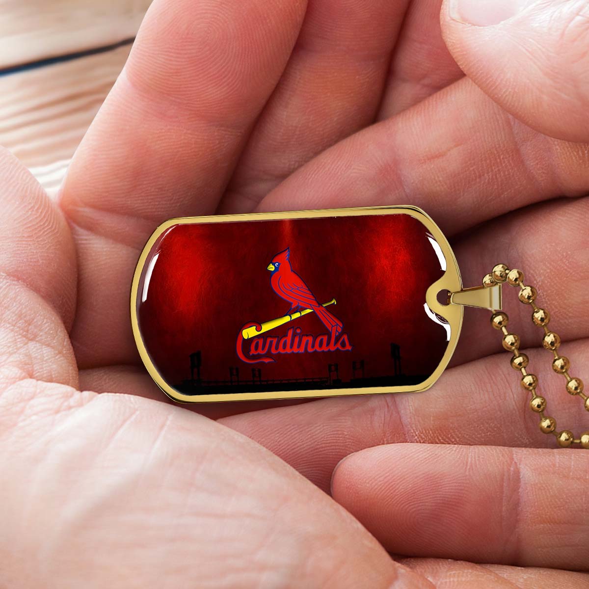 Baseball Dog Tag Necklace - BBD011 - Cardinals - Military Ball Chain
