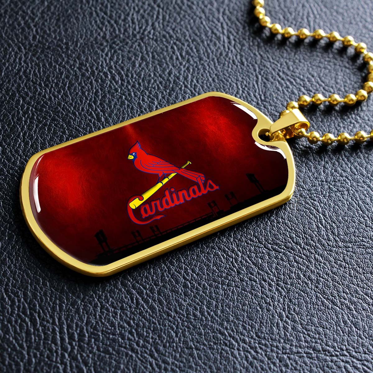 Baseball Dog Tag Necklace - BBD011 - Cardinals - Military Ball Chain