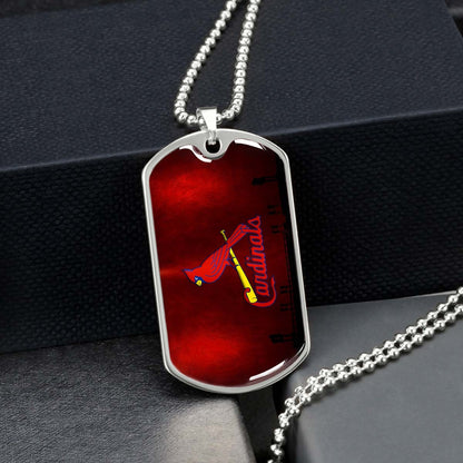 Baseball Dog Tag Necklace - BBD011 - Cardinals - Military Ball Chain