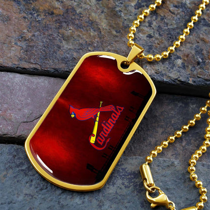 Baseball Dog Tag Necklace - BBD011 - Cardinals - Military Ball Chain