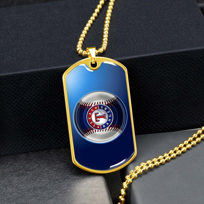 Baseball Dog Tag Necklace - BBD012 - Texas Rangers - Military Ball Chain
