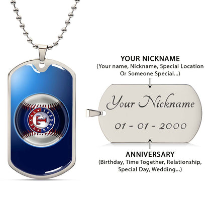 Baseball Dog Tag Necklace - BBD012 - Texas Rangers - Military Ball Chain