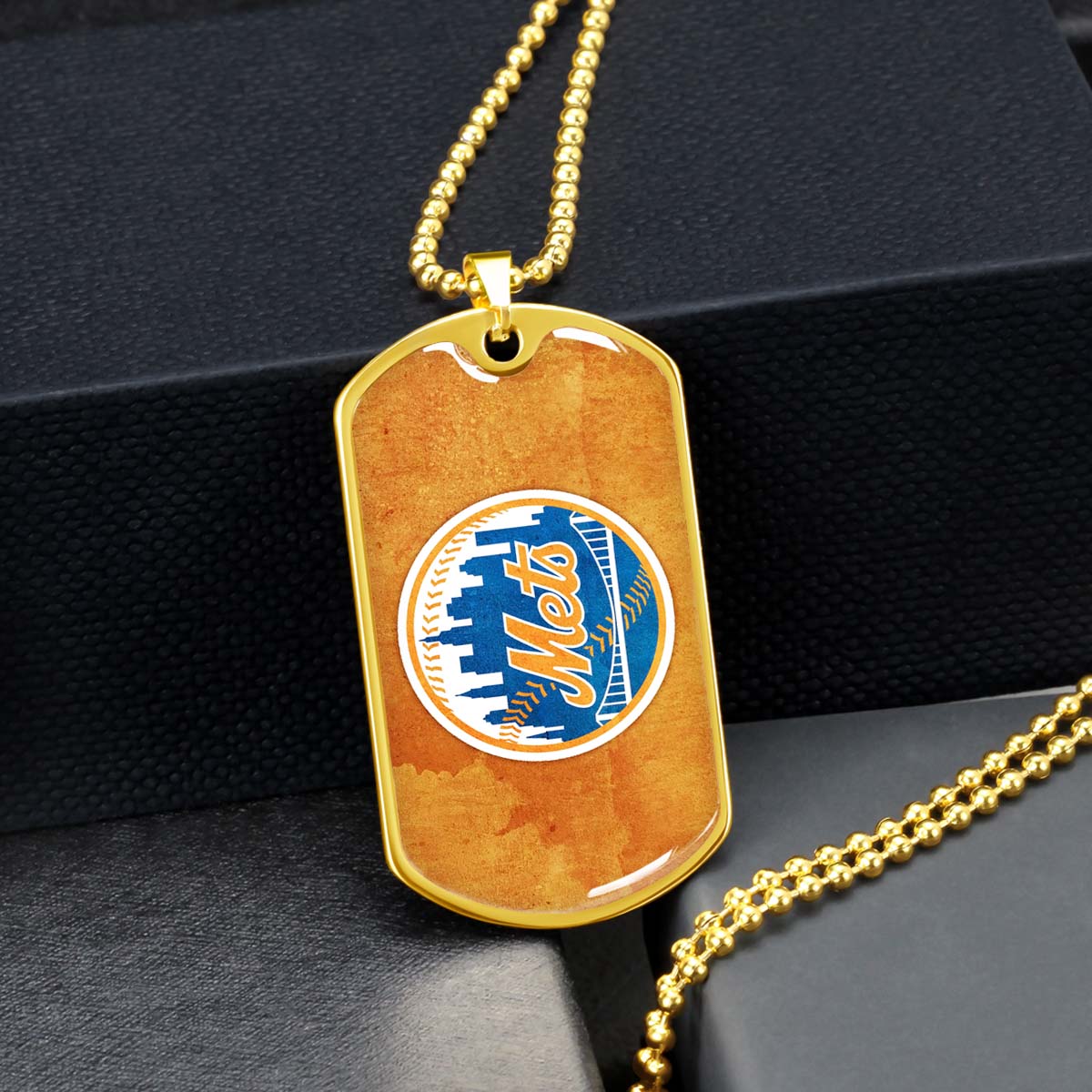 Baseball Dog Tag Necklace - BBD014 - New York Mets - Military Ball Chain