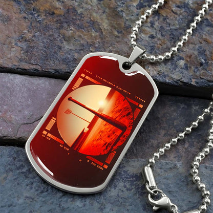 Baseball Dog Tag Necklace - BBD017 - Sunset Baseball Bat - Military Ball Chain