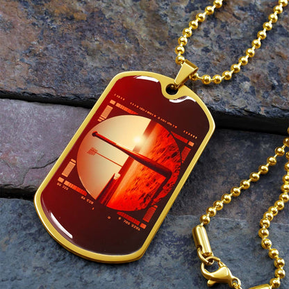 Baseball Dog Tag Necklace - BBD017 - Sunset Baseball Bat - Military Ball Chain