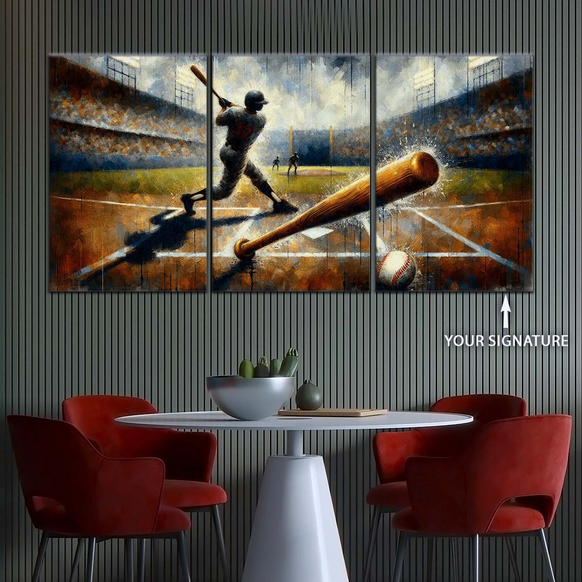 Baseball Canvas Wall Art - BB5039 - Baseball Game Action