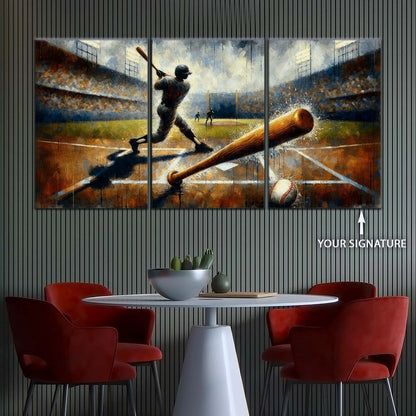 Baseball Canvas Wall Art - BB5039 - Baseball Game Action
