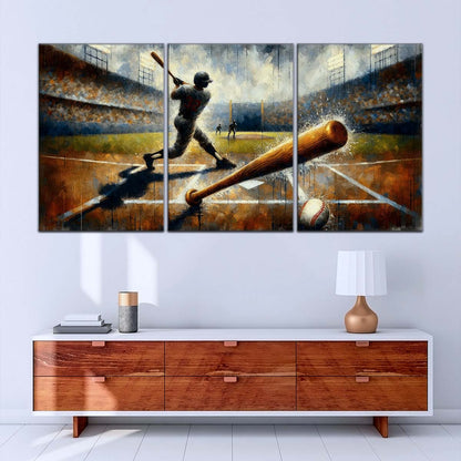 Baseball Canvas Wall Art - BB5039 - Baseball Game Action