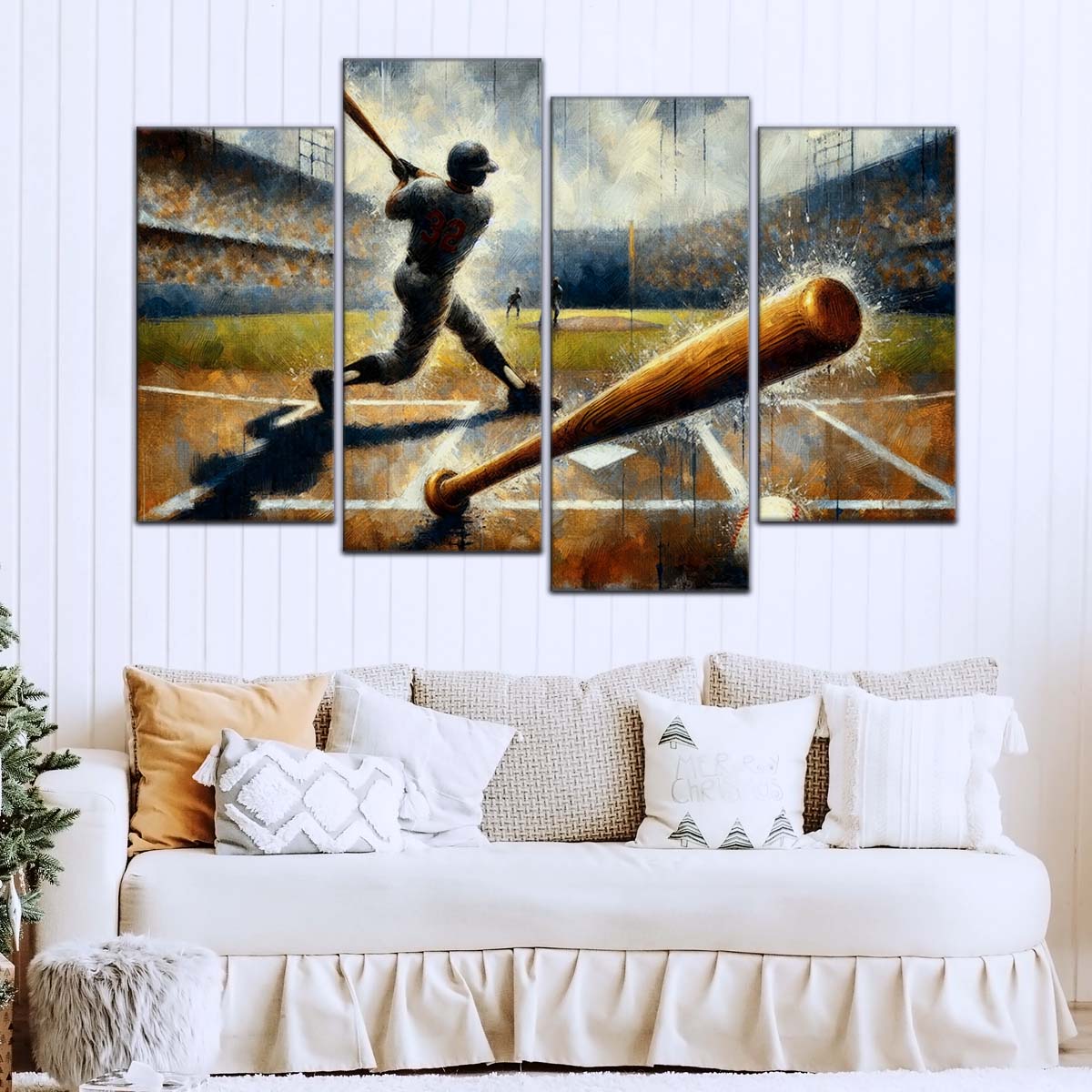 Baseball Canvas Wall Art - BB5039 - Baseball Game Action