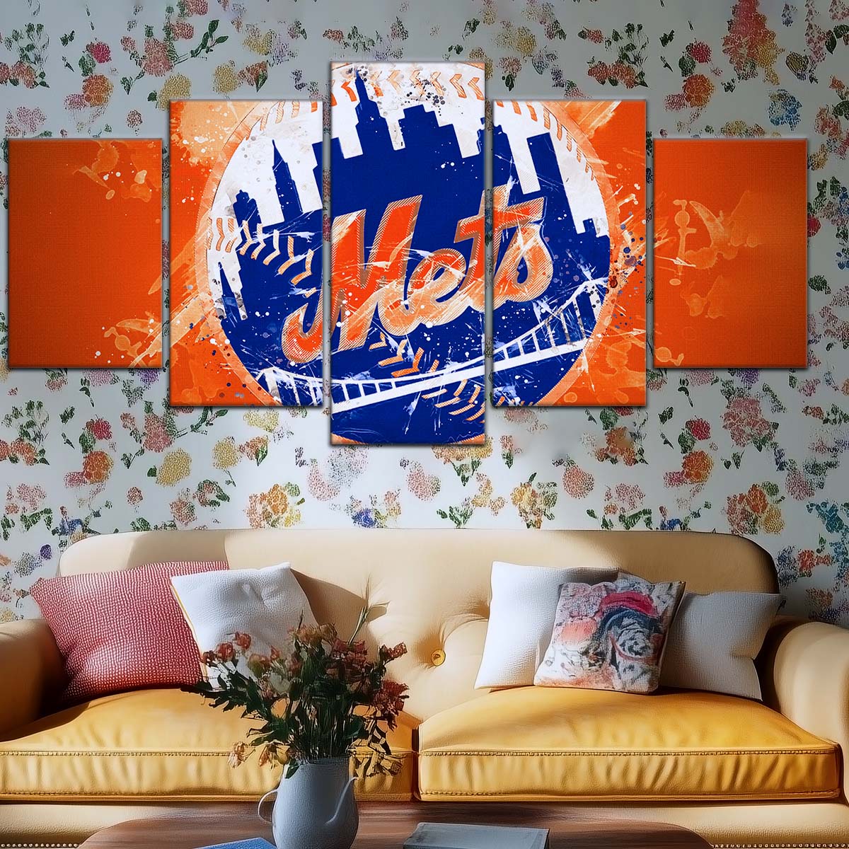 Baseball Wall Art - BB5041 - New York Mets - MLB Pride in Every Stitch - Baseball Poster - Baseball Canvas