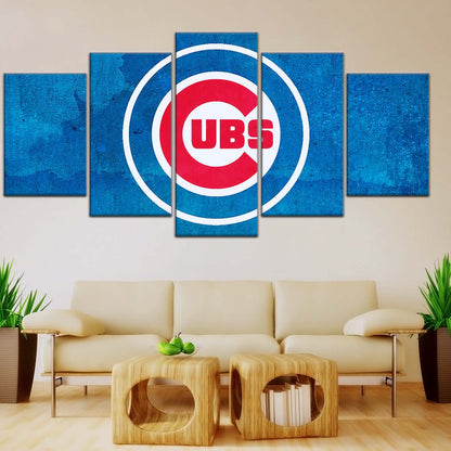 Baseball Wall Art - BB5045 - Chicago Cubs - Bold Sports Emblem in Blue - Baseball Poster - Baseball Canvas