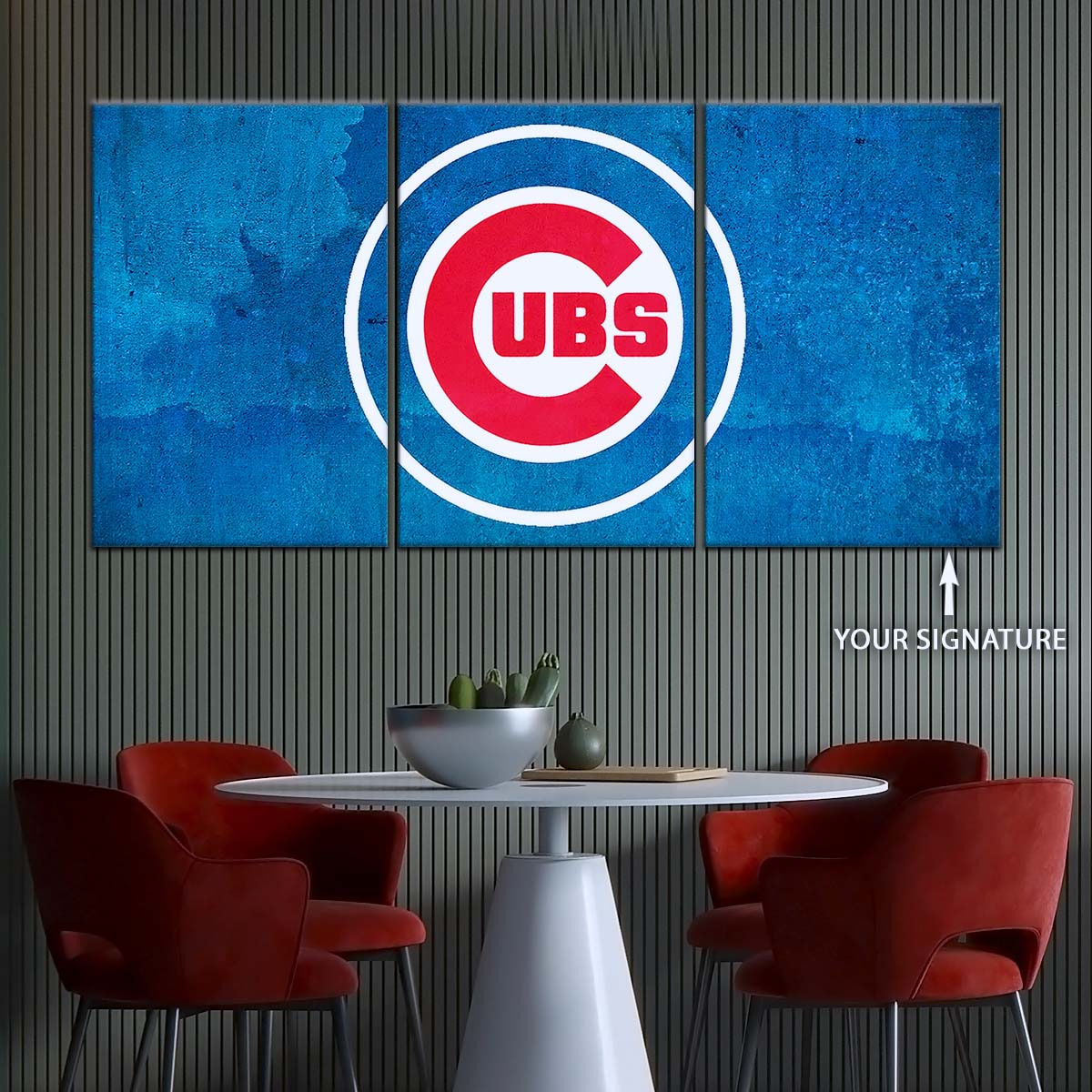 Baseball Wall Art - BB5045 - Chicago Cubs - Bold Sports Emblem in Blue - Baseball Poster - Baseball Canvas