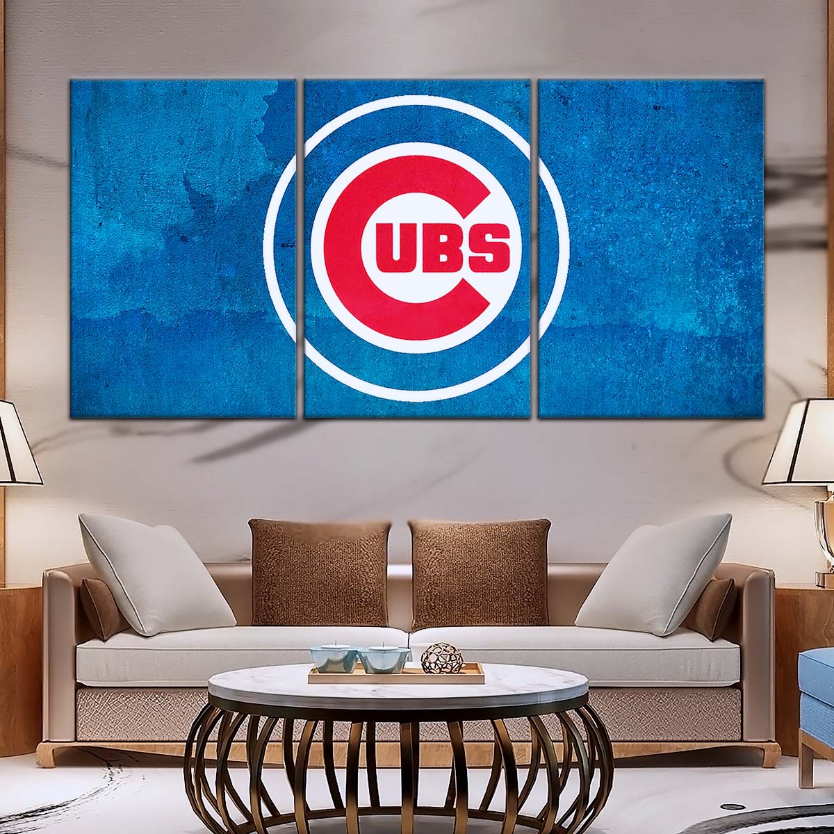 Baseball Wall Art - BB5045 - Chicago Cubs - Bold Sports Emblem in Blue - Baseball Poster - Baseball Canvas