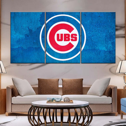 Baseball Wall Art - BB5045 - Chicago Cubs - Bold Sports Emblem in Blue - Baseball Poster - Baseball Canvas