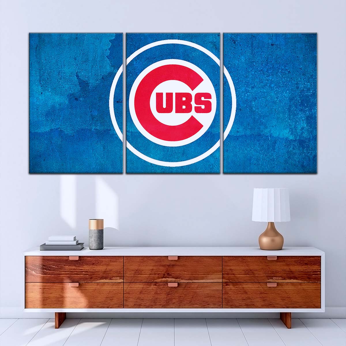 Baseball Wall Art - BB5045 - Chicago Cubs - Bold Sports Emblem in Blue - Baseball Poster - Baseball Canvas