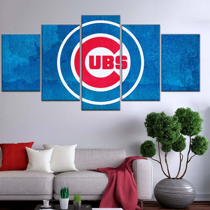 Baseball Wall Art - BB5045 - Chicago Cubs - Bold Sports Emblem in Blue - Baseball Poster - Baseball Canvas