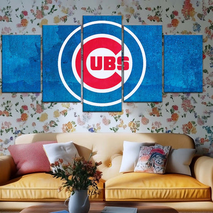 Baseball Wall Art - BB5045 - Chicago Cubs - Bold Sports Emblem in Blue - Baseball Poster - Baseball Canvas