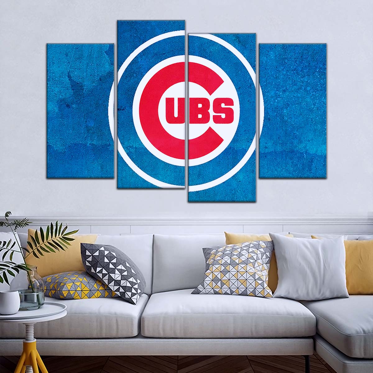 Baseball Wall Art - BB5045 - Chicago Cubs - Bold Sports Emblem in Blue - Baseball Poster - Baseball Canvas