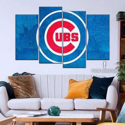 Baseball Wall Art - BB5045 - Chicago Cubs - Bold Sports Emblem in Blue - Baseball Poster - Baseball Canvas