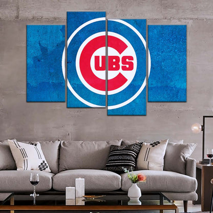 Baseball Wall Art - BB5045 - Chicago Cubs - Bold Sports Emblem in Blue - Baseball Poster - Baseball Canvas
