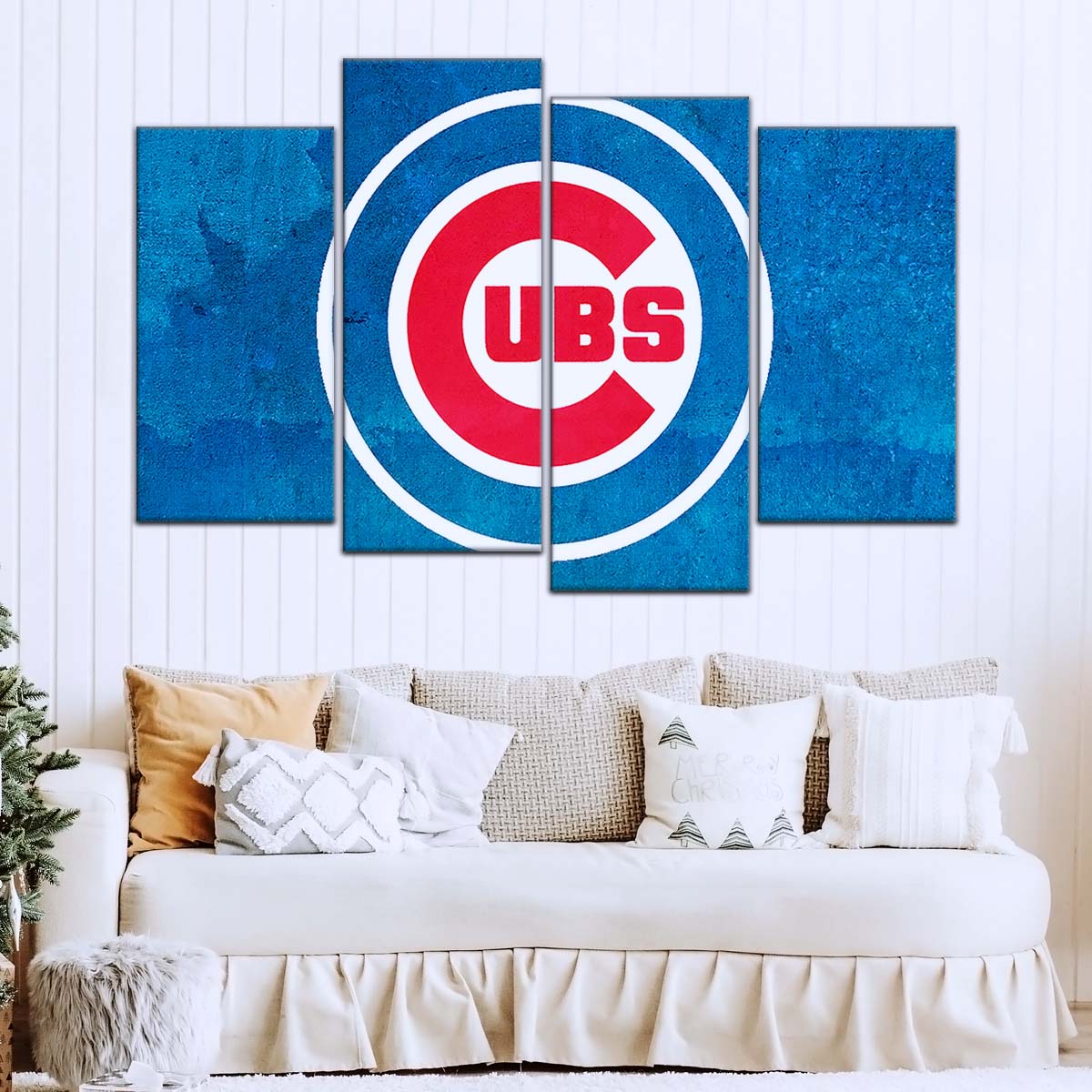 Baseball Wall Art - BB5045 - Chicago Cubs - Bold Sports Emblem in Blue - Baseball Poster - Baseball Canvas