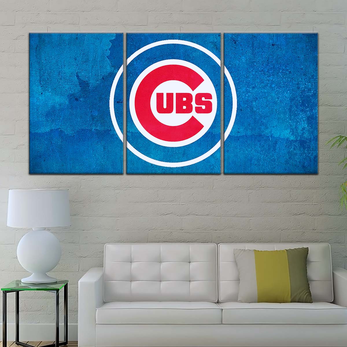 Baseball Wall Art - BB5045 - Chicago Cubs - Bold Sports Emblem in Blue - Baseball Poster - Baseball Canvas