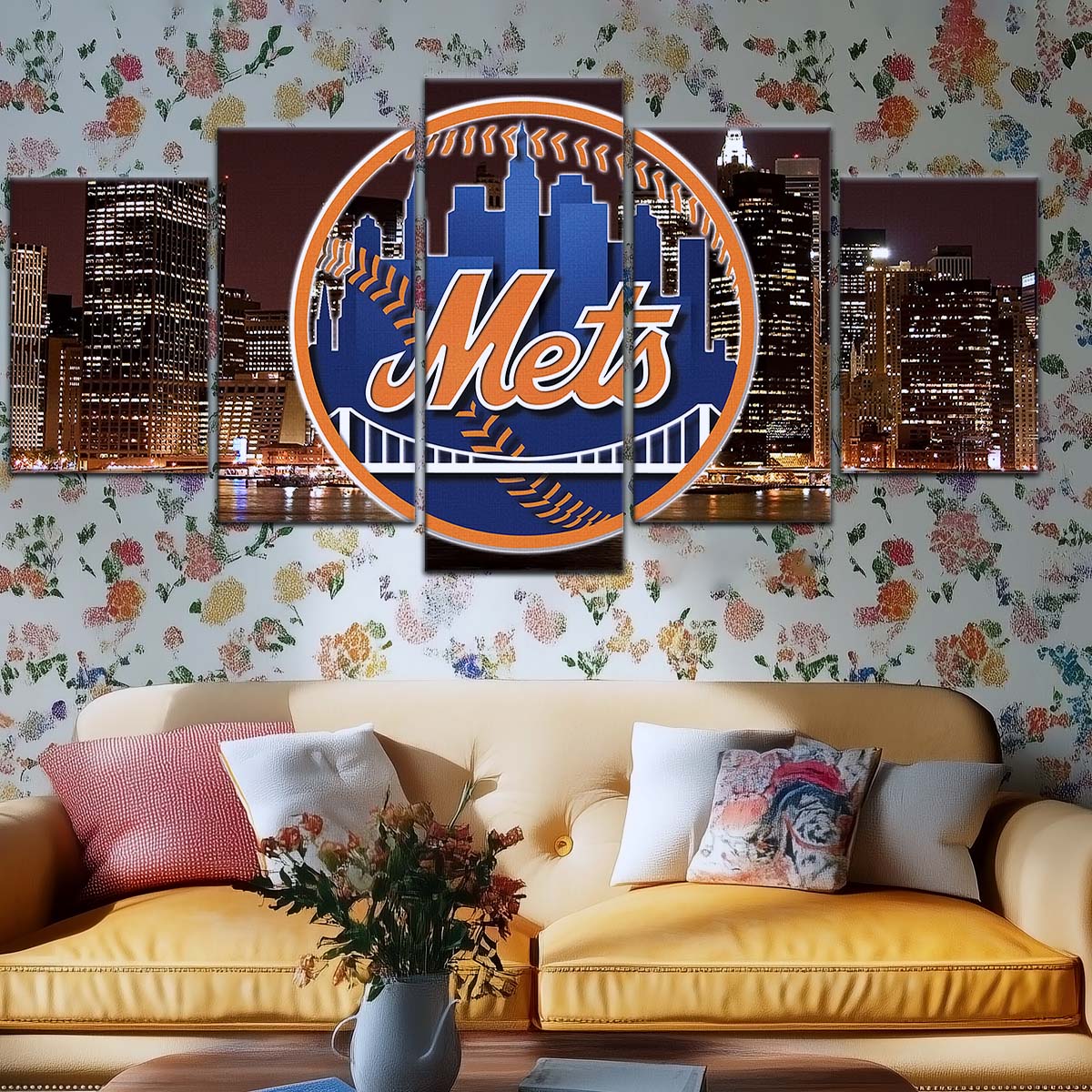 Baseball Wall Art - BB5046 - New York Mets A Night in the City - Baseball Poster - Baseball Canvas