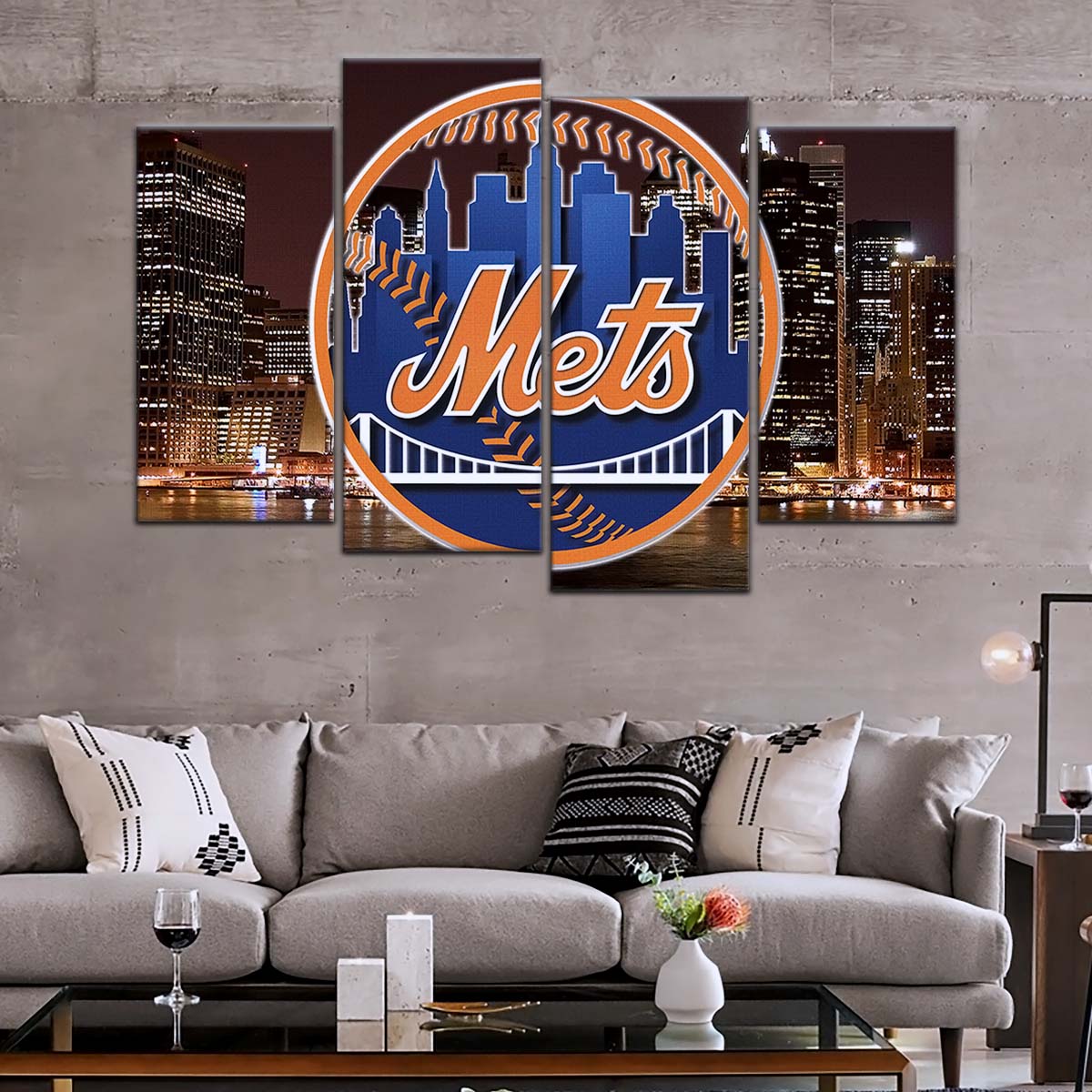 Baseball Canvas Wall Art - BB5046 - New York Mets A Night in the City
