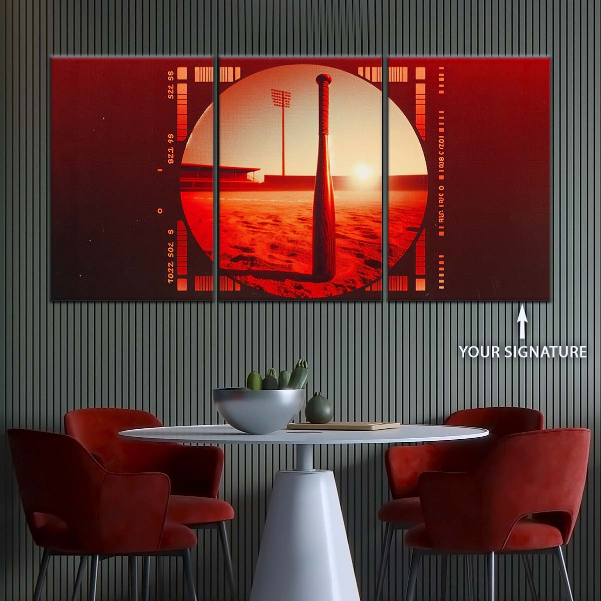 Baseball Canvas Wall Art - BB5053 - Sunset Baseball Bat
