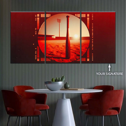 Baseball Canvas Wall Art - BB5053 - Sunset Baseball Bat