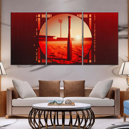 Baseball Wall Art - BB5053 - Sunset Baseball Bat - Baseball Poster - Baseball Canvas