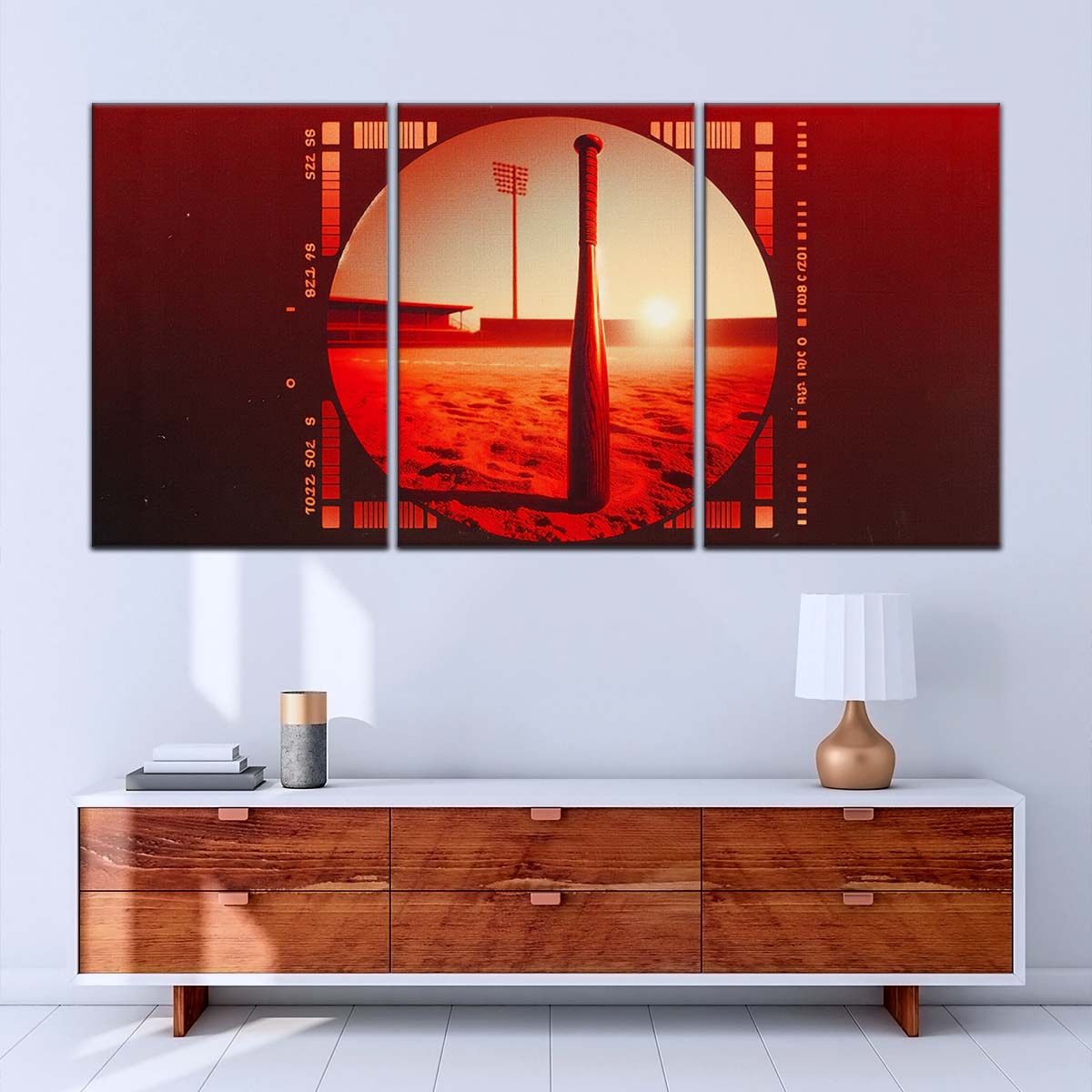 Baseball Canvas Wall Art - BB5053 - Sunset Baseball Bat
