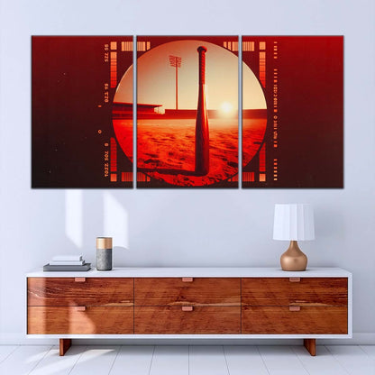 Baseball Canvas Wall Art - BB5053 - Sunset Baseball Bat