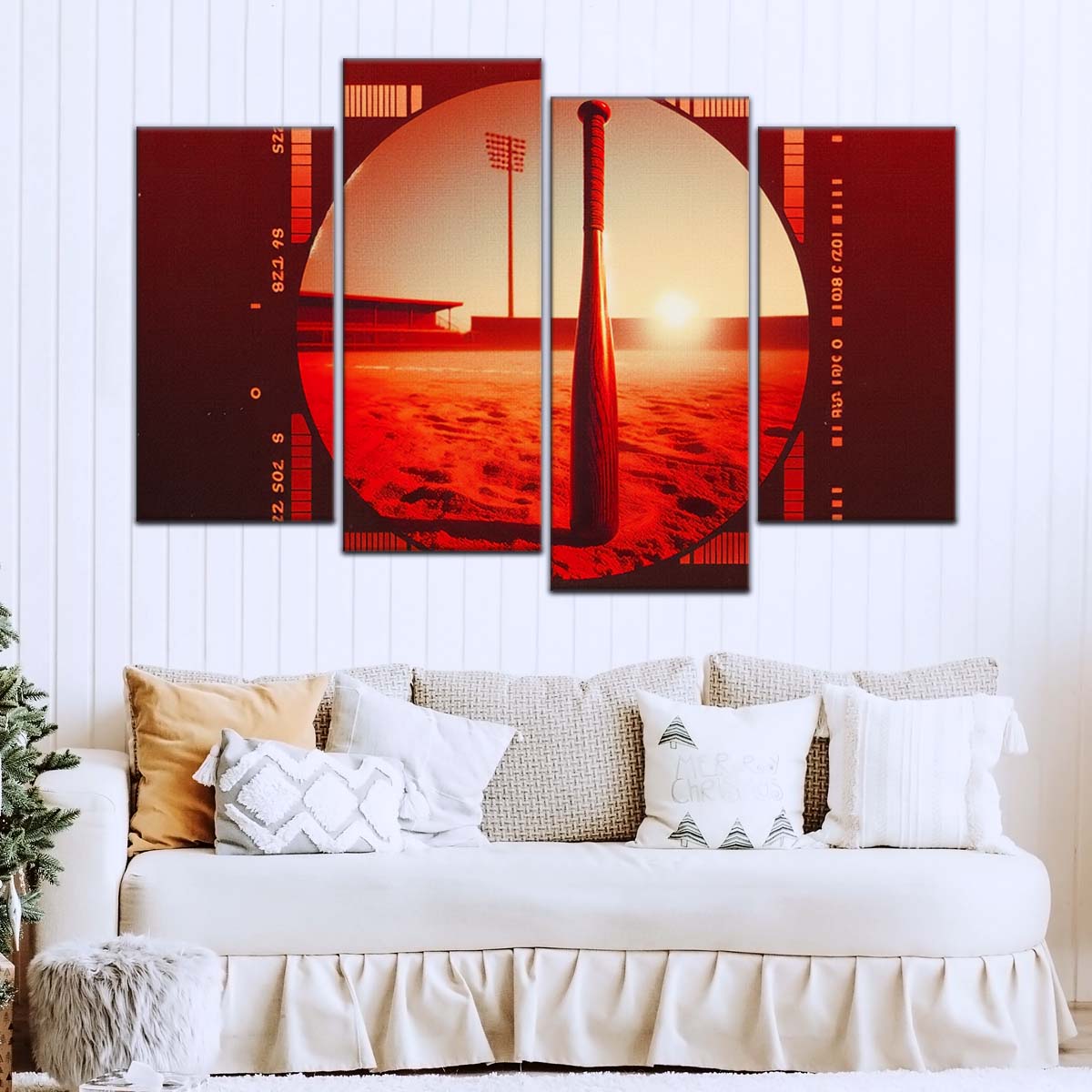 Baseball Canvas Wall Art - BB5053 - Sunset Baseball Bat