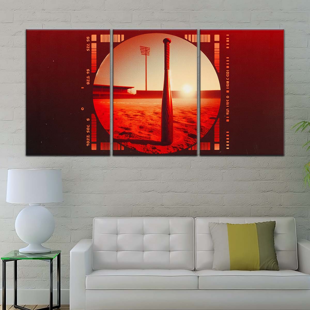 Baseball Canvas Wall Art - BB5053 - Sunset Baseball Bat